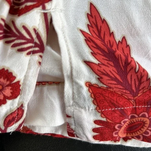 Loft Women's Small Floral Pull On Wide Leg Cropped Pants Pockets Travel Resort - Picture 13 of 16